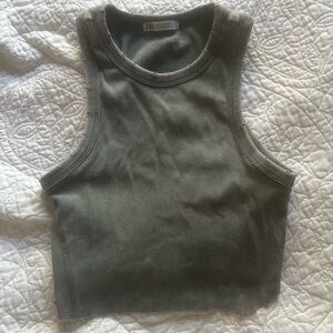 Zara Women's Gray Ribbed Crop Top
